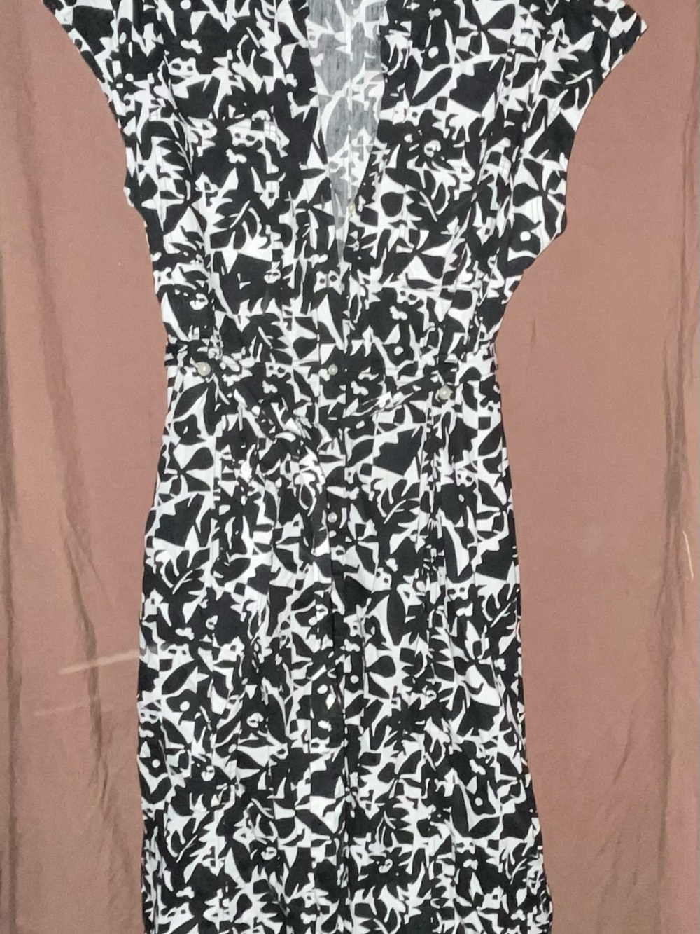 Black & White Floral Maxi Dress with belted Waist - Women's Dress